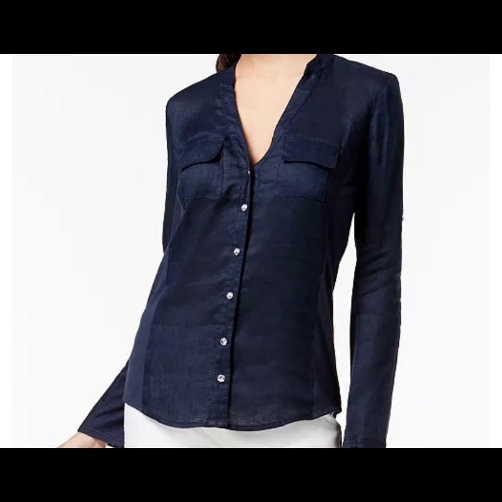 NWT Inc International Linen Button Down Top